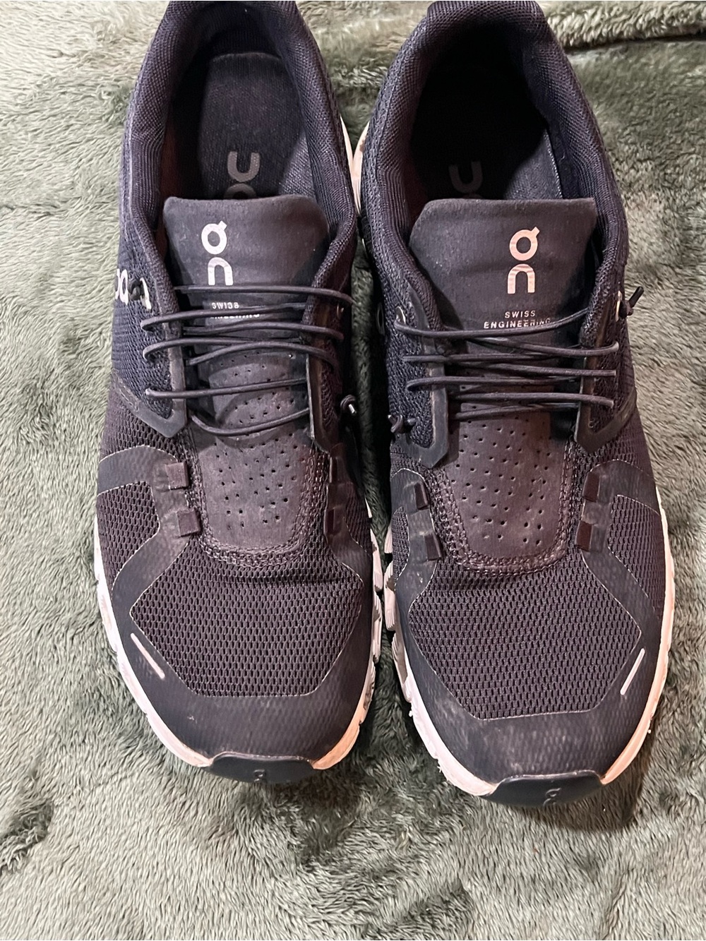 On Running Men's Black Athletic Running Shoes with White Soles